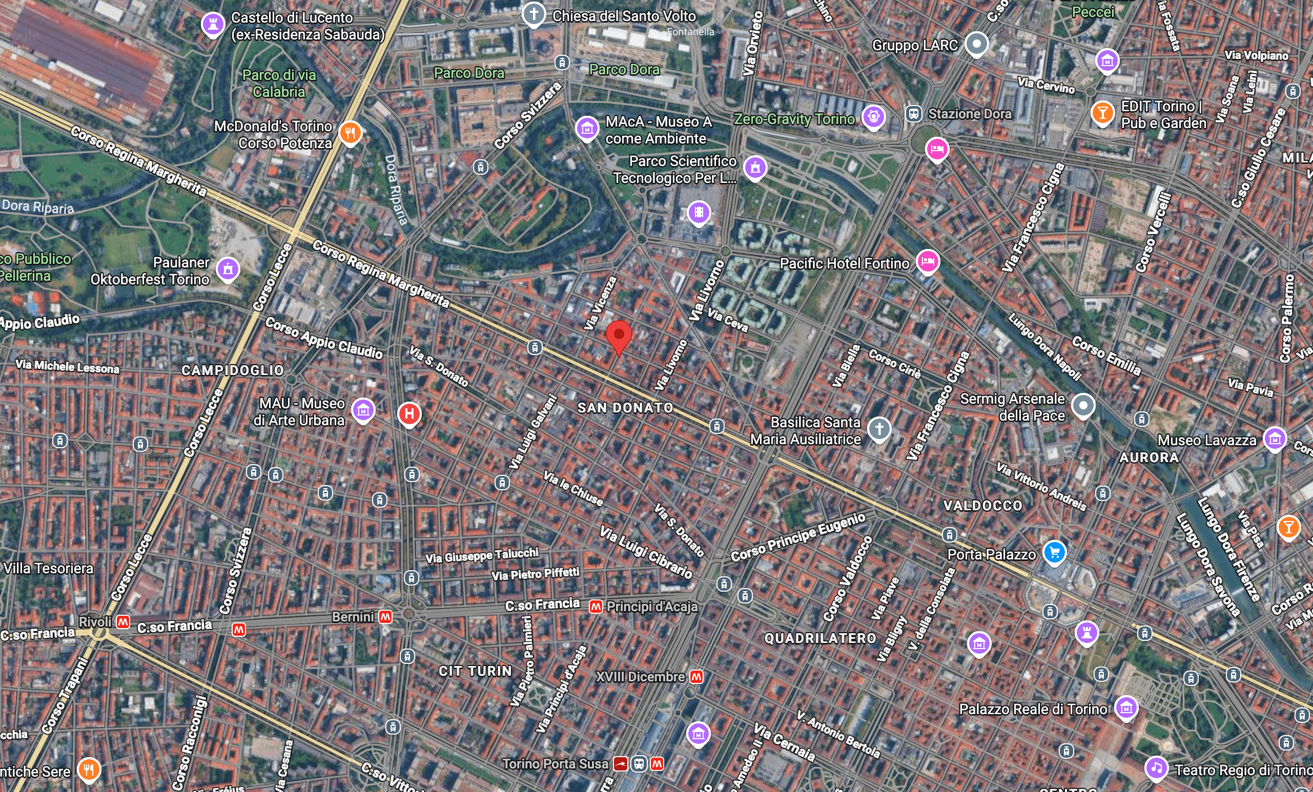 Mappa posizione Via Aquila 8 Torino