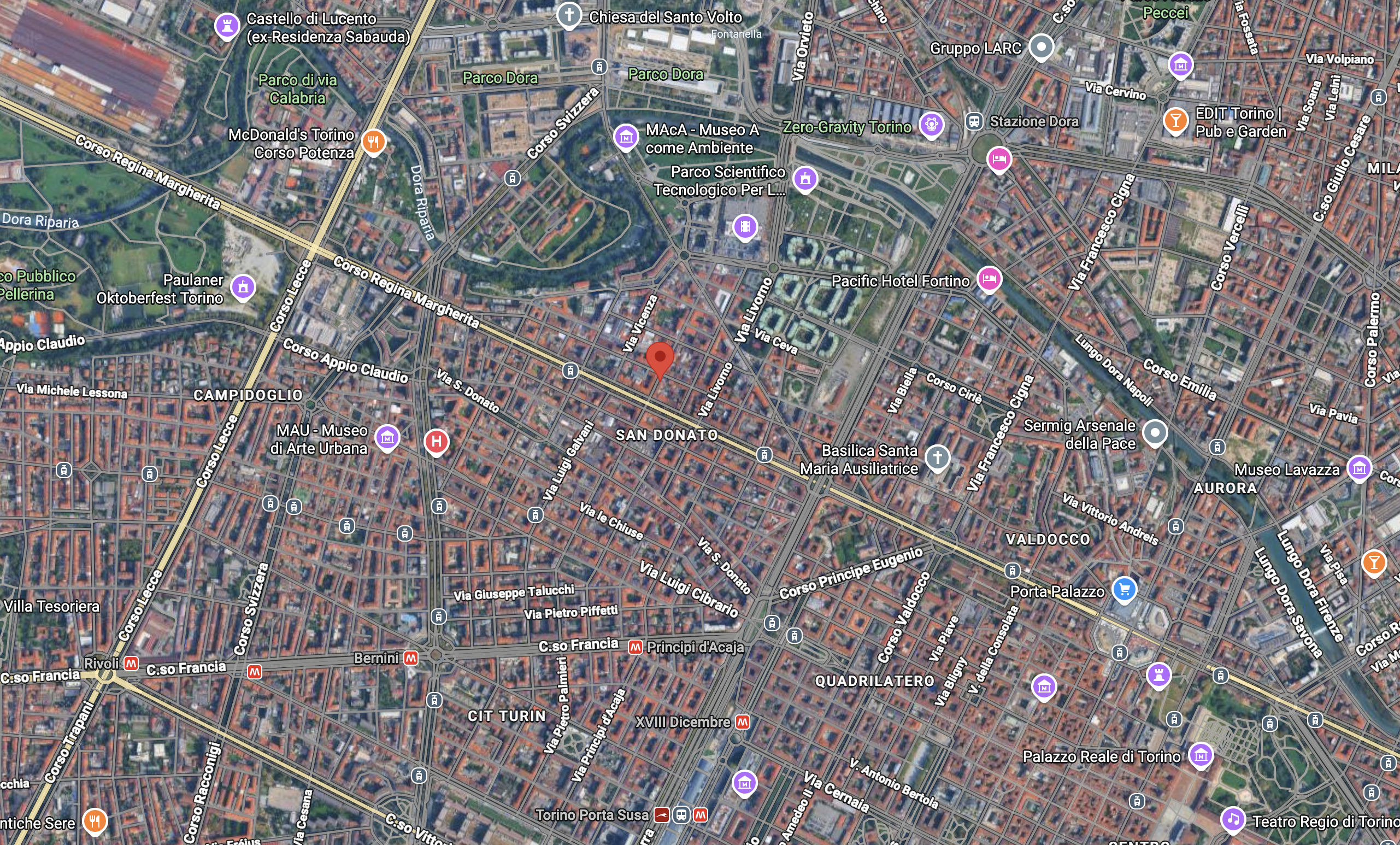 Mappa posizione Via Aquila 8 Torino